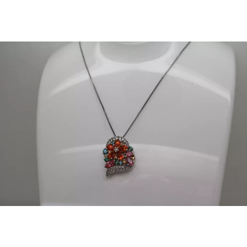 ALWAND VAHAN .925 S.S. MULTI GEMSTONE FLORAL HEART DESIGN 20