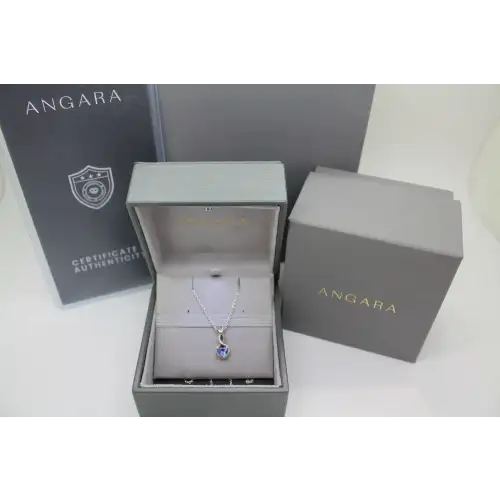 ANGARA .925 S.S. NATURAL TANZANITE & DIAMOND INFINITY HEART necklace