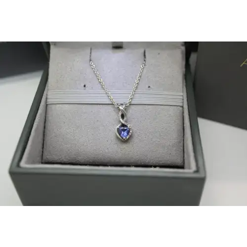 ANGARA .925 S.S. NATURAL TANZANITE & DIAMOND INFINITY HEART necklace