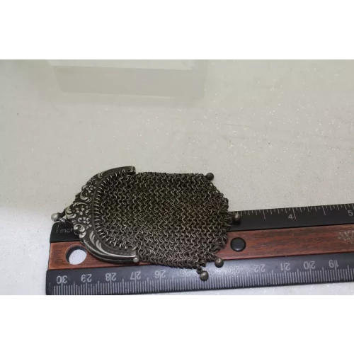 Antique FRENCH CHATELAINE CHAINMAIL SILVER COIN PURSE