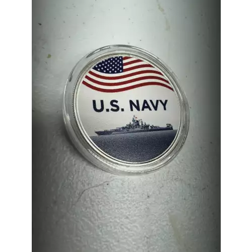 APMEX US Navy Colorized Ship Flag 1 oz 999 Fine Silver Round (2)