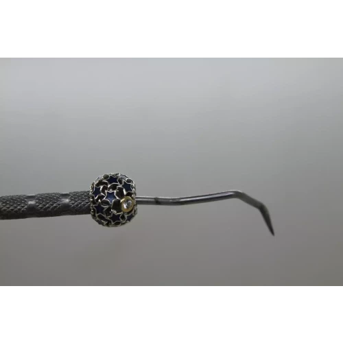 Auth. PANDORA ALE .925 S.S. / 14k Y.G. NIGHT SKY charm blue enamel CZ