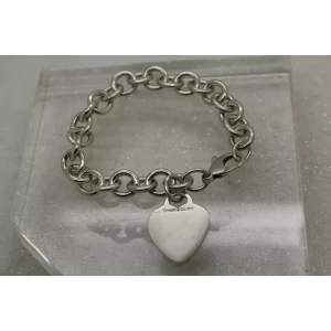 Auth. TIFFANY & CO .925 S.S. HEART TAG bracelet 7 1/2