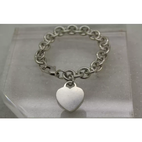 Auth. TIFFANY & CO .925 S.S. HEART TAG bracelet 7 1/2