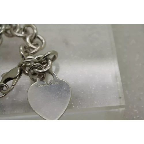 Auth. TIFFANY & CO .925 S.S. HEART TAG bracelet 7 1/2
