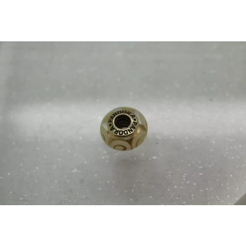 Authentic PANDORA ALE 14k Y.G. WHITE SWIRL SPIRAL MURANO charm