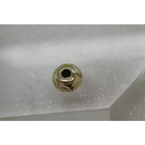 Authentic PANDORA ALE 14k Y.G. WHITE SWIRL SPIRAL MURANO charm