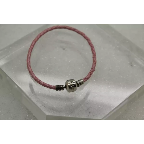 Authentic PANDORA ALE .925 PINK LEATHER BARREL CLASP 7 1/2