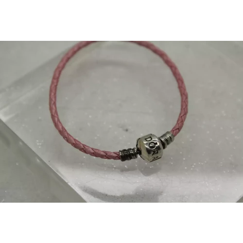 Authentic PANDORA ALE .925 PINK LEATHER BARREL CLASP 7 1/2