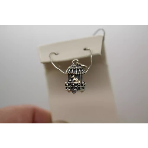 Authentic PANDORA ALE .925 S.S. 14k Y.G. BIRDCAGE charm