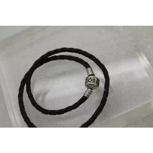 Authentic PANDORA ALE .925 S.S. DOUBLE BRAIDED BLACK LEATHER 13