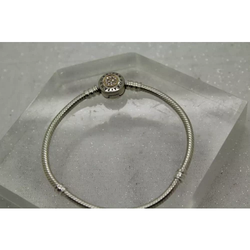 Authentic PANDORA MOMENTS .925 S.S. TWO TONE CZ LOGO CLASP 7
