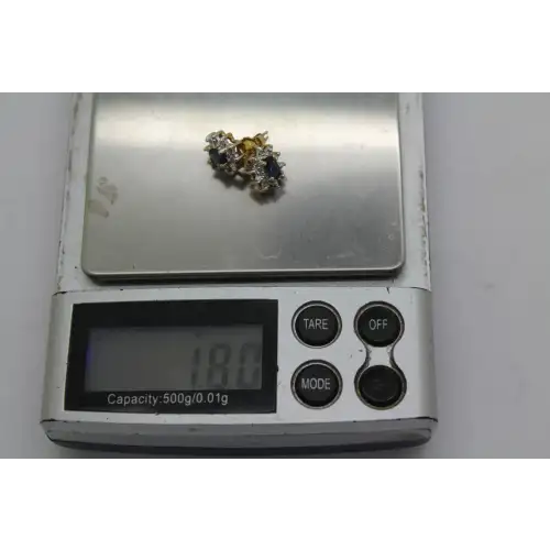 AV ALWAND VAHAN 10k Y.G. BLUE SAPPHIRE DIAMOND STARBURST studs