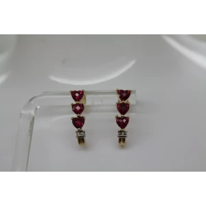 AV ALWAND VAHAN 10k Y.G. Heart Cut RUBY & DIAMOND DROP STYLE earrings