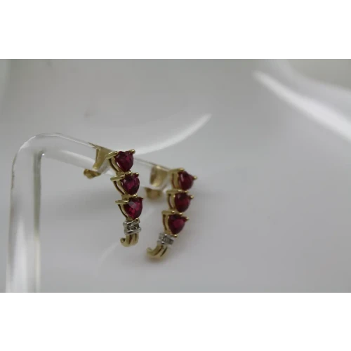 AV ALWAND VAHAN 10k Y.G. Heart Cut RUBY & DIAMOND DROP STYLE earrings