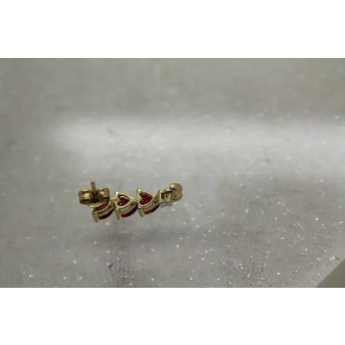 AV ALWAND VAHAN 10k Y.G. Heart Cut RUBY & DIAMOND DROP STYLE earrings