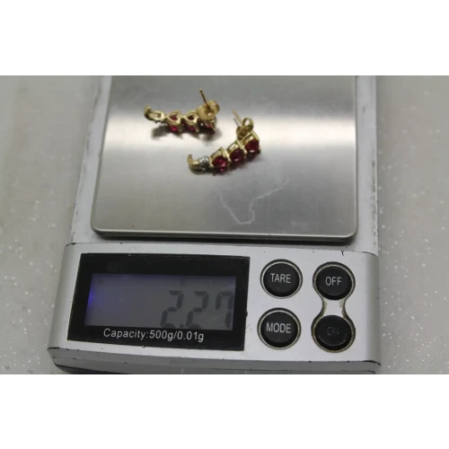 AV ALWAND VAHAN 10k Y.G. Heart Cut RUBY & DIAMOND DROP STYLE earrings