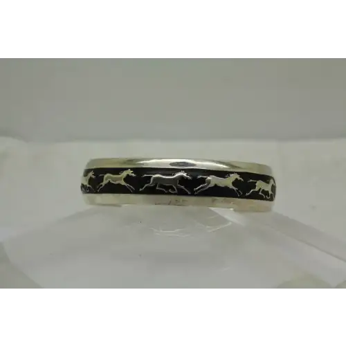 B. WEBB .925 S.S. & Black Enamel RUNNING HORSES CUFF bracelet