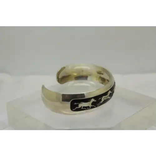 B. WEBB .925 S.S. & Black Enamel RUNNING HORSES CUFF bracelet (2)