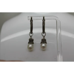 BA BALI .925 S.S. INTERCHANGEABLE PEARL DROP HOOP earrings