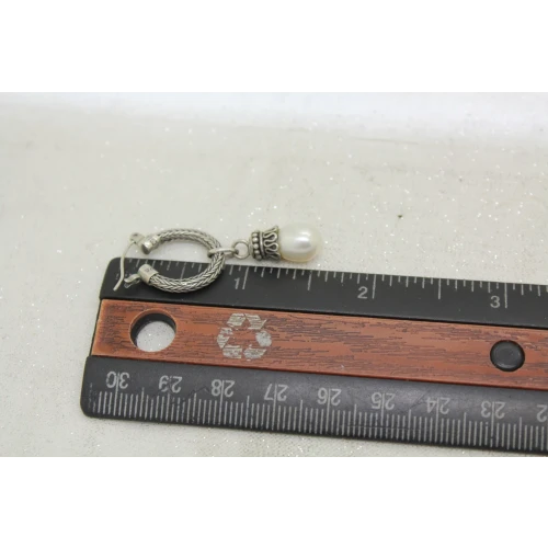 BA BALI .925 S.S. INTERCHANGEABLE PEARL DROP HOOP earrings