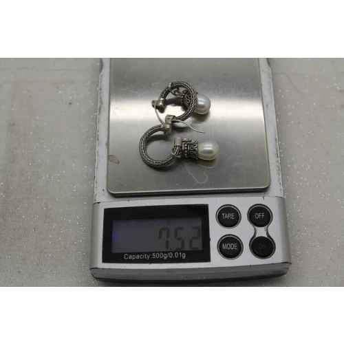 BA BALI .925 S.S. INTERCHANGEABLE PEARL DROP HOOP earrings