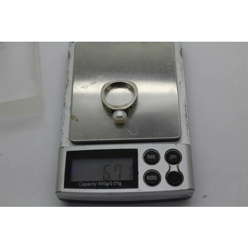 BA SUARTI BALI .935 S.S. BUTTON PEARL ring size 8