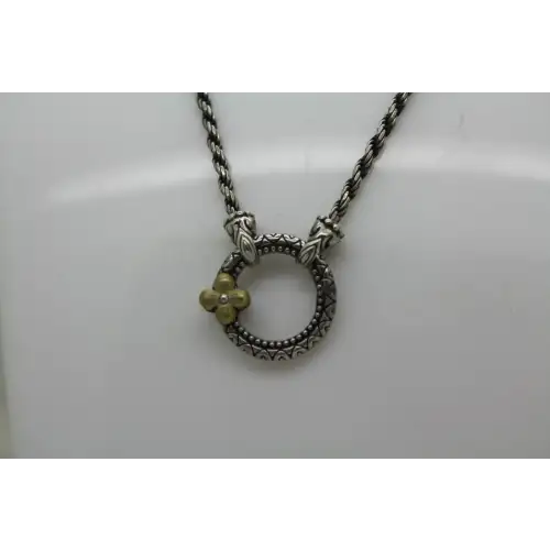 BARBARA BIXBY .925 18k Y.G. FLOWER CIRCLE CLASP ADJ ROPE necklace
