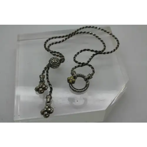 BARBARA BIXBY .925 18k Y.G. FLOWER CIRCLE CLASP ADJ ROPE necklace