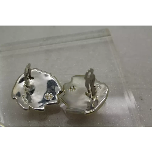 BAT AMI ISRAEL .925 S.S. RIPPLE MODERNIST DESIGN Clip On Earrings