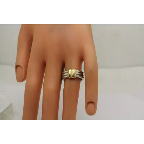 BAYANIHAN .925 S.S. 18k Y.G. CHUNKY MODERNIST BAND ring size 7