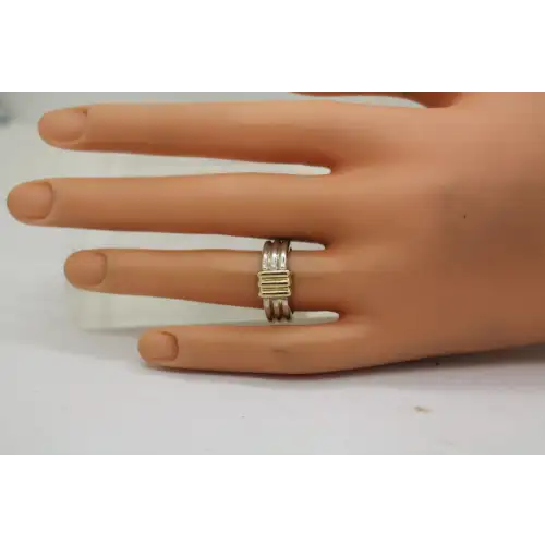 BAYANIHAN .925 S.S. 18k Y.G. CHUNKY MODERNIST BAND ring size 7