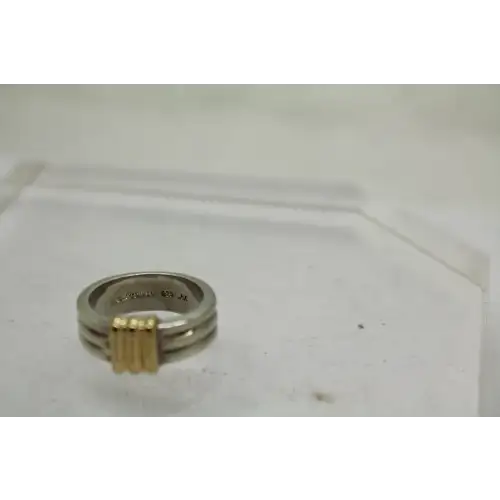 BAYANIHAN .925 S.S. 18k Y.G. CHUNKY MODERNIST BAND ring size 7
