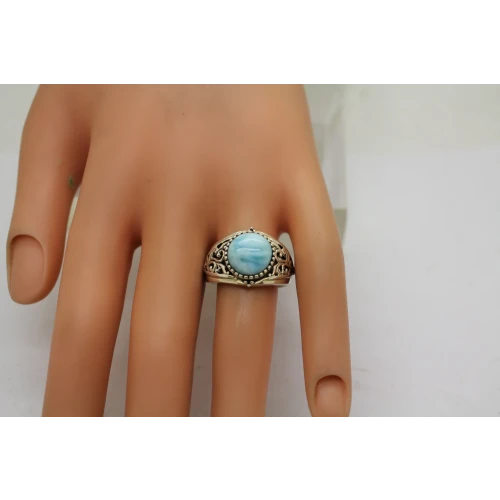 BBJ BANKOK RATNARAJ JEWELERS .925 S.S. BLUE LARIMAR ring size 8 #
