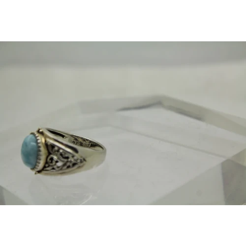 BBJ BANKOK RATNARAJ JEWELERS .925 S.S. BLUE LARIMAR ring size 8 #