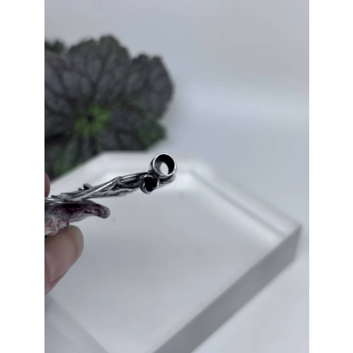 Beautiful Natural Agate Jasper Carved Flower 925 Sterling Silver 2