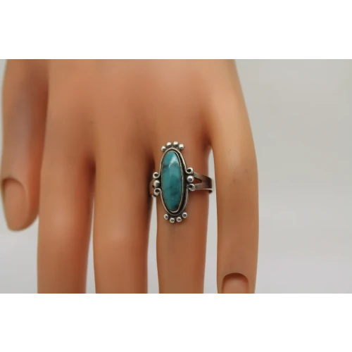 BELL TRADING POST .925 S.S. TURQUOISE PETIT POINT ring size 7.25