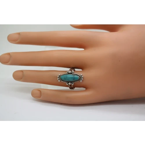 BELL TRADING POST .925 S.S. TURQUOISE PETIT POINT ring size 7.25