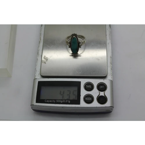 BELL TRADING POST .925 S.S. TURQUOISE PETIT POINT ring size 7.25