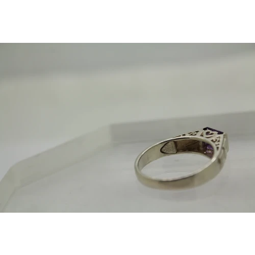 BEVERLY HILLS .925 S.S. AMETHYST STARBURST HEART ring size 8 #