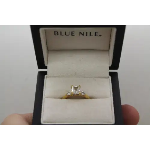BLUE NILE 18k Y.G. BRILLIANT CUT 1.11ct DIAMOND w/ acc. 1.35ctw size 6.5