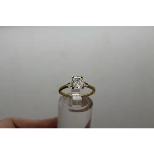 BLUE NILE 18k Y.G. BRILLIANT CUT 1.11ct DIAMOND w/ acc. 1.35ctw size 6.5