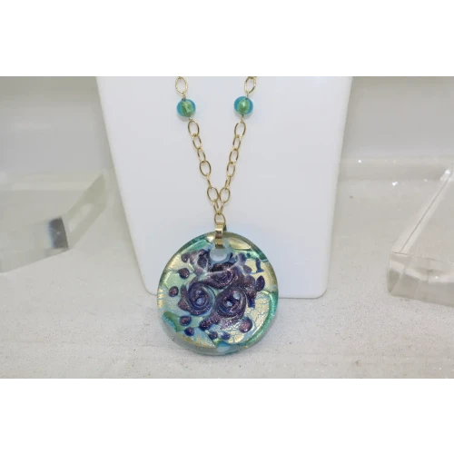 BOLIVIA 14k Y.G. MURANO GLASS VENETIAN GLASS pendant necklace 17