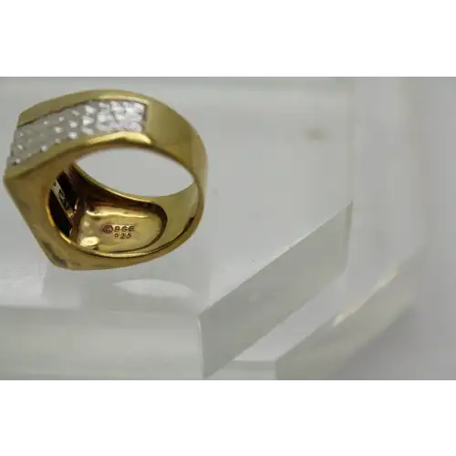 BRADFORD GOLD EXCHANGE Vermeil .925 S.S. ONYX EAGLE ring size 12.5 #