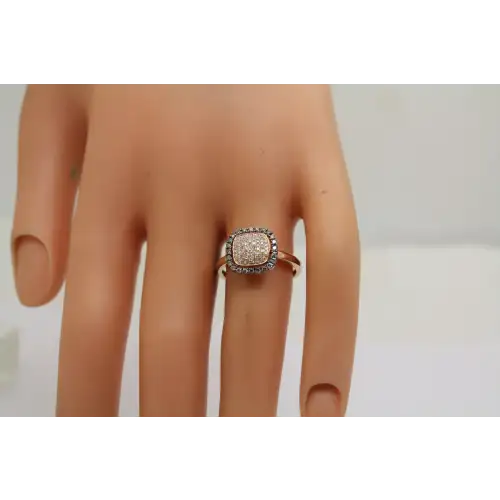 By ASH 14k R.G. BROWN & WHITE DIAMOND HALO ring size 7 #