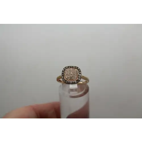 By ASH 14k R.G. BROWN & WHITE DIAMOND HALO ring size 7 #