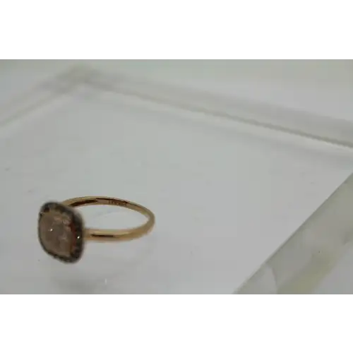 By ASH 14k R.G. BROWN & WHITE DIAMOND HALO ring size 7 #