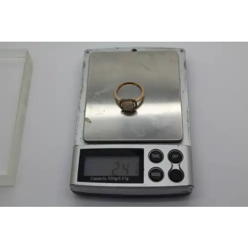 By ASH 14k R.G. BROWN & WHITE DIAMOND HALO ring size 7 #