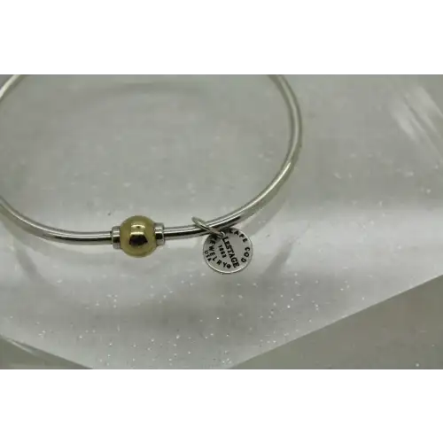 CAPE COD LESTAGE .925 S.S. & 14k Y.G. SCREW BALL CHARM BANGLE 7