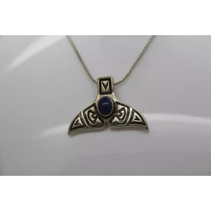 CAROL FELLEY .925 S.S. LAPIS WHALE TAIL pendant necklace 16